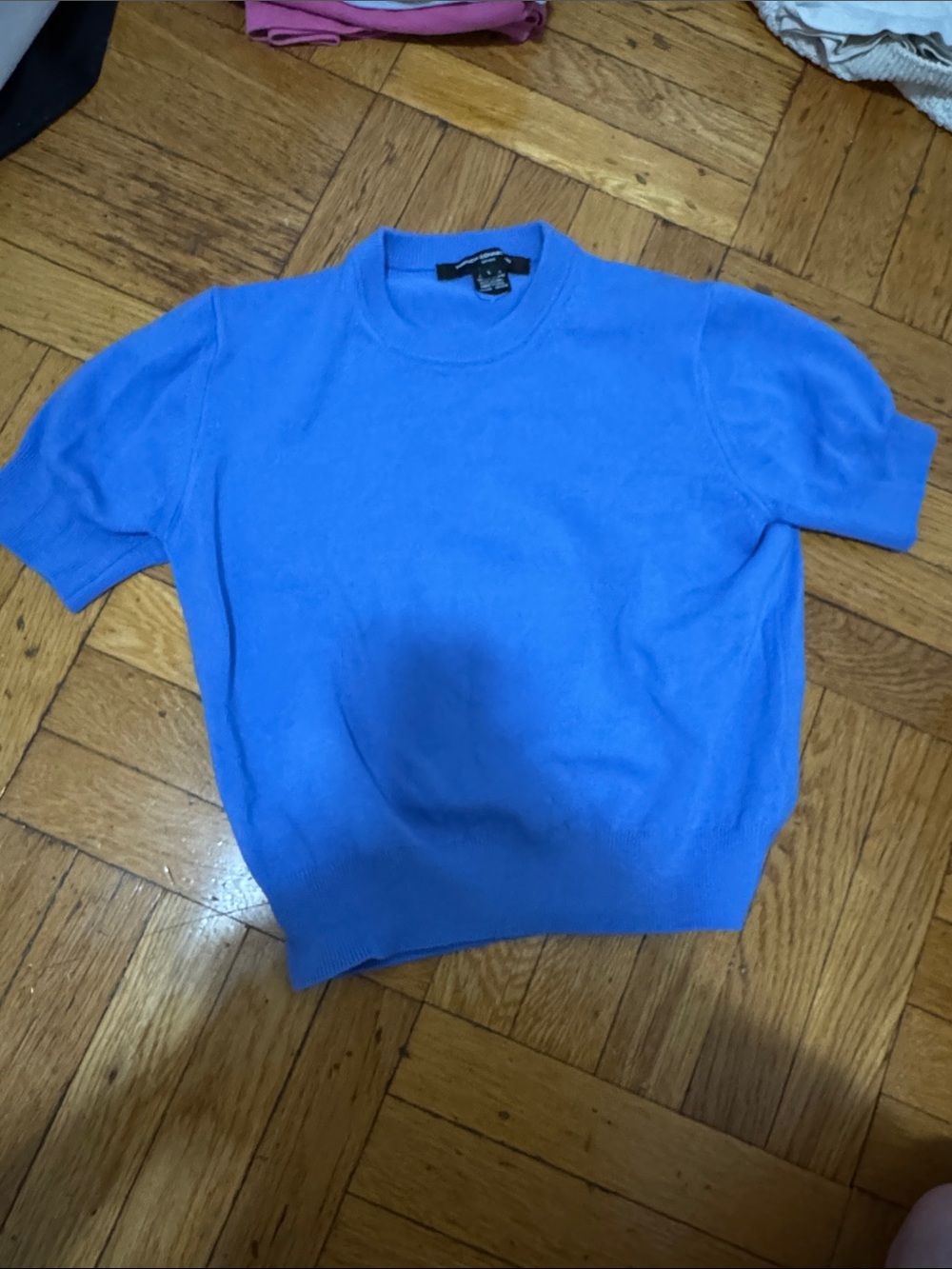 French Connection women’s Bright Blue Short-Sleeve Crewneck Sweater